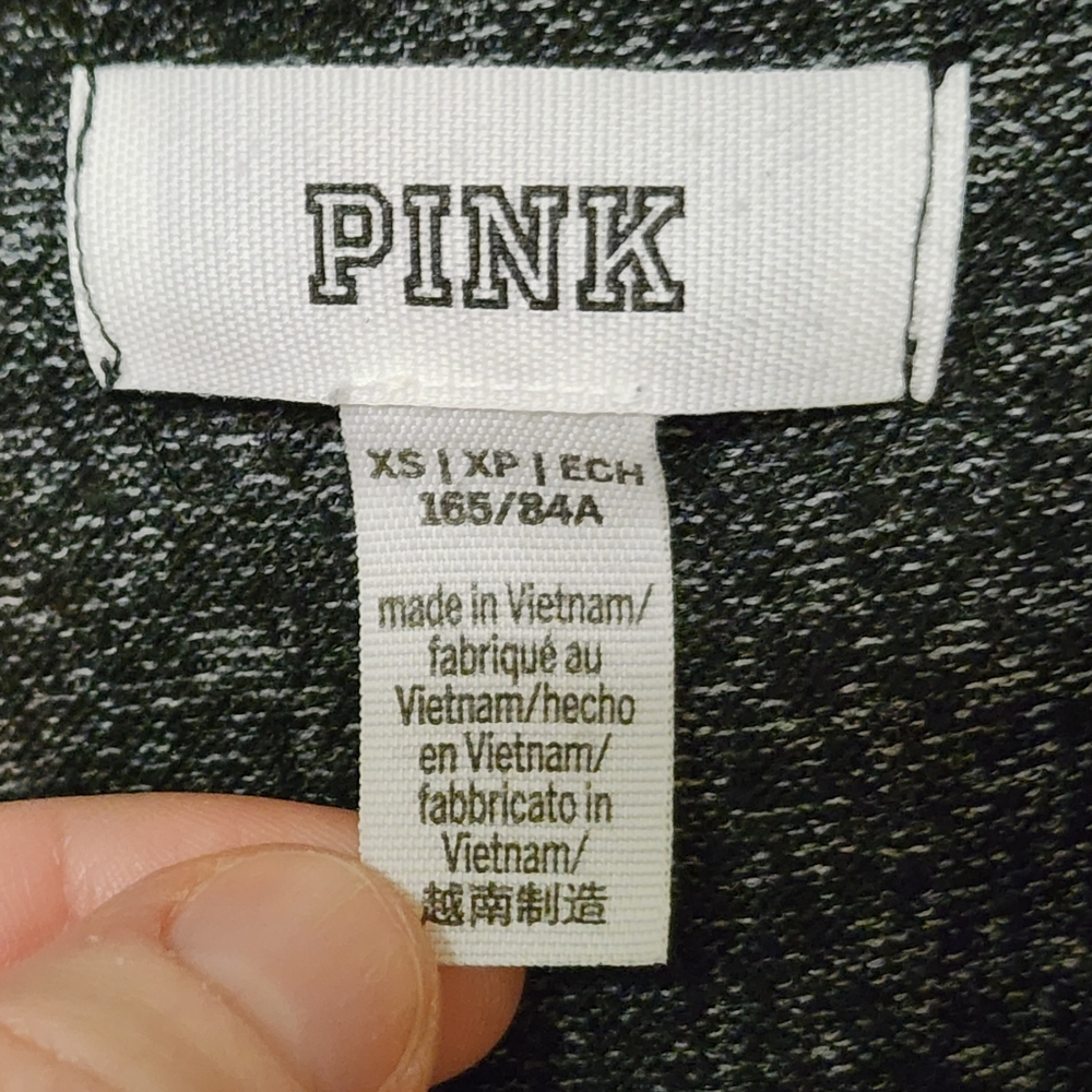 Y2K PINK Victoria's Secret V Neck Heathered Grey Long Sleeve Xs Oversized Style - Picture 3 of 11